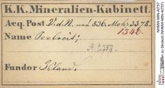 Etiketten zu Skolezit (NHMW-MIN-At757)
